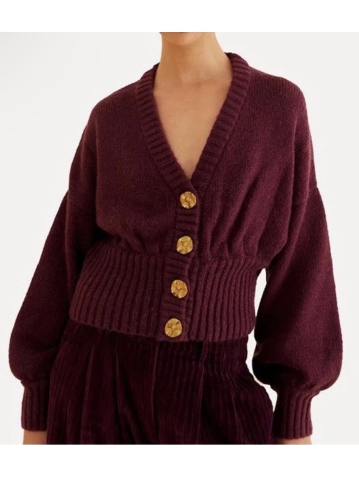 New Farm Rio Women's Bubble Knit Cardigan Sweater In Burgundy Size Xs